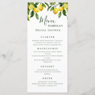 Citrus Lemon Bridal Shower Menu