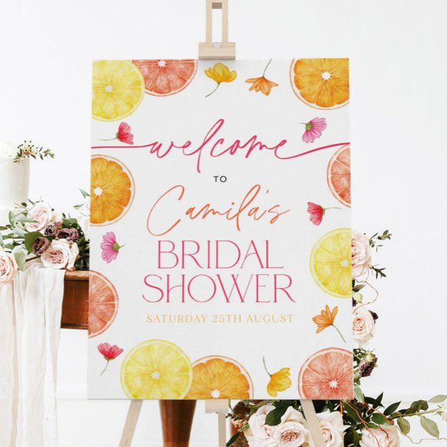Citrus Lemon Bridal Shower Welcome Sign, She Found Foam Board (Creator Uploaded)