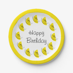 Citrus Lemon Circle Happy Birthday Paper Plates