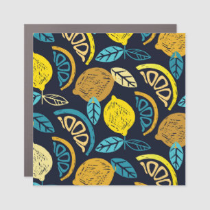 Citrus Lemon Doodle Pattern Background Car Magnet