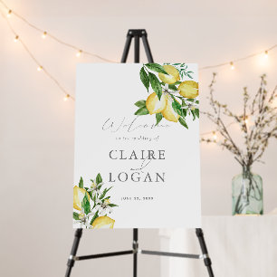Citrus Lemon Floral Watercolor Wedding Welcome Foam Board