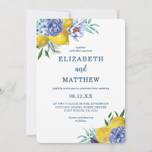 Citrus Lemon Floral Wedding Invitation
