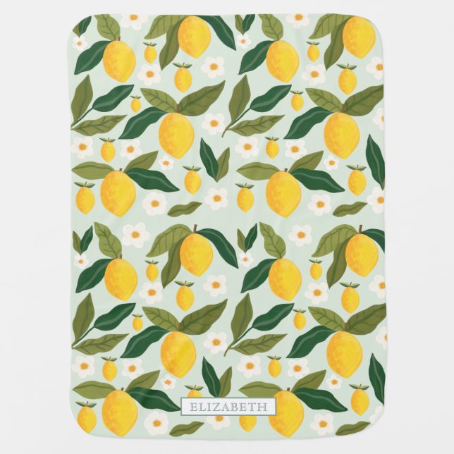 Citrus Lemon Flowers Greenery  Baby Blanket (Front)
