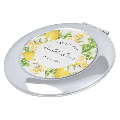 Citrus Lemon Fruit Bridal Shower Monogram  Compact Mirror