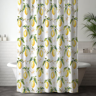 Citrus Lemon Fruit Floral Botanical Pattern Shower Curtain