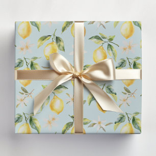 Citrus Lemon Fruit Floral Botanical Pattern Wrapping Paper