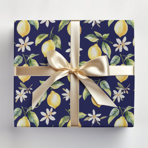 Citrus Lemon Fruit Floral Botanical Pattern Wrapping Paper