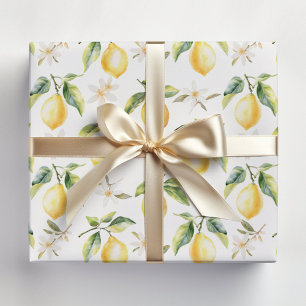 Citrus Lemon Fruit Floral Botanical Pattern Wrapping Paper Sheets