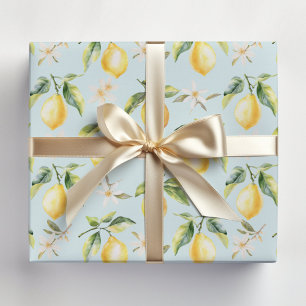 Citrus Lemon Fruit Floral Botanical Pattern Wrapping Paper Sheets