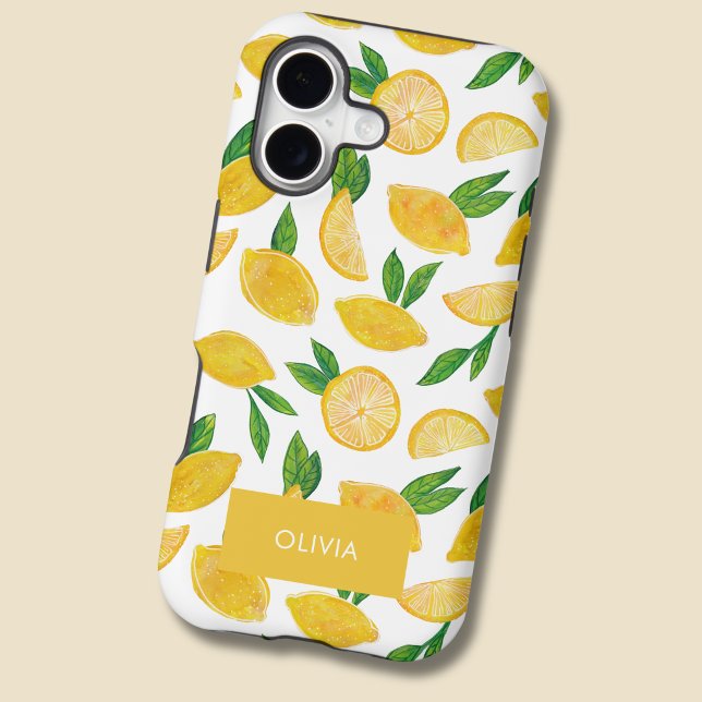 Citrus lemon fruit pattern Case-Mate iPhone case (Lemon pattern personalised phone case for iPhone 17)