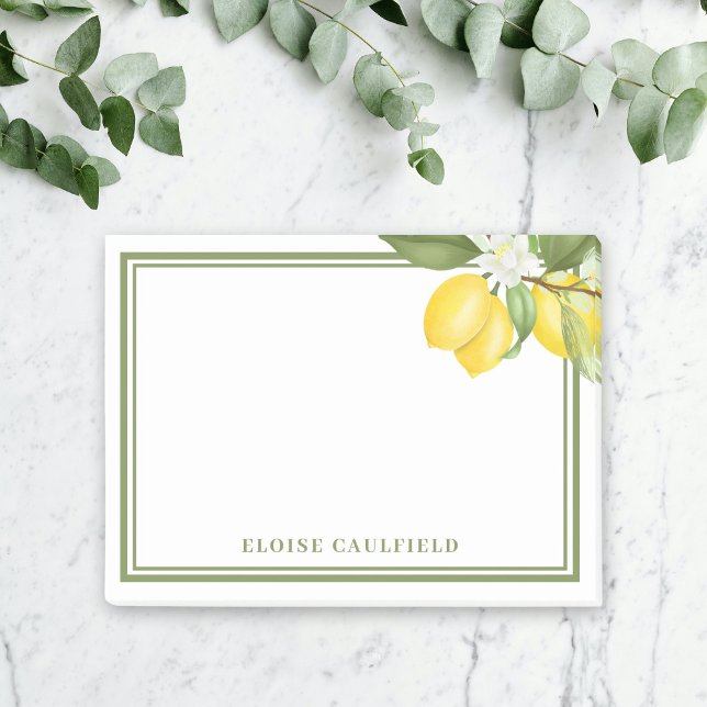 Citrus Lemon Greenery Bridesmaid Name Favor Post-it Notes (Creator Uploaded)