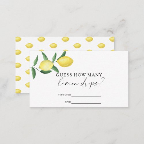 Citrus lemon _ Guess how many LEMON DROPS Enclosure Card