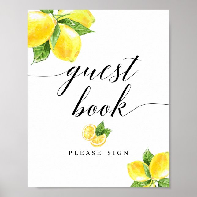 Citrus Lemon Guest Book Sign 8x10" (Front)