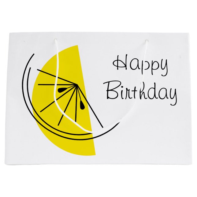 Citrus Lemon Happy Birthday gift bag large (Front)