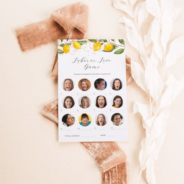 Citrus Lemon Labor or Love Baby Shower Game Card (Creator Uploaded)
