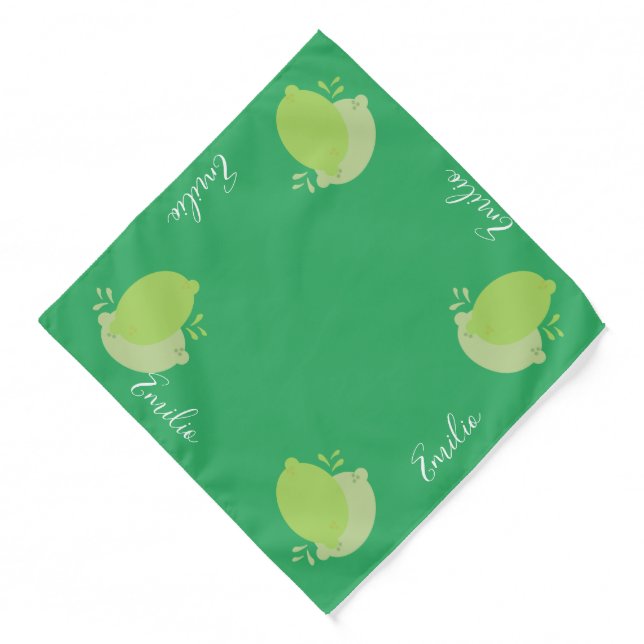 Citrus Lemon Lime Script Name Pet Bandana (Front)