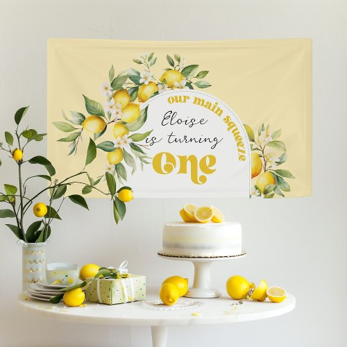 Citrus lemon main squeeze 1st birthday party banner