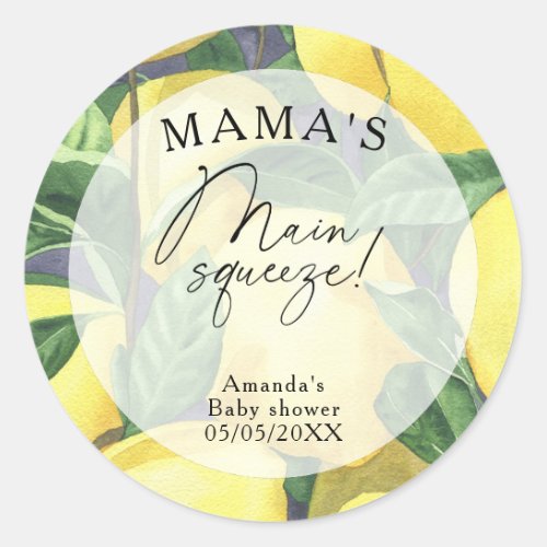 Citrus Lemon _ Mamas main squeeze baby shower Classic Round Sticker