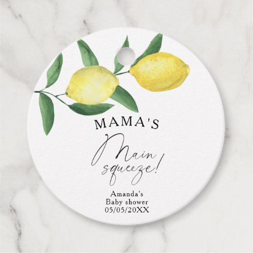 Citrus Lemon _ Mamas main squeeze baby shower Favor Tags