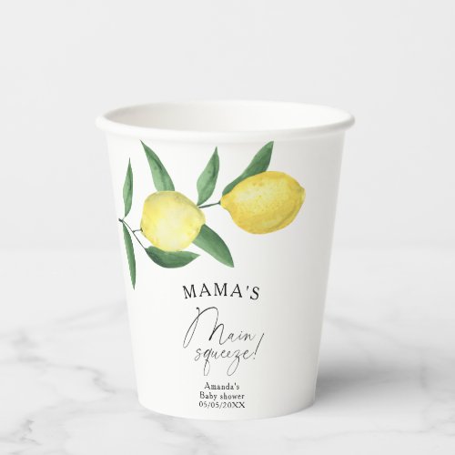 Citrus Lemon _ Mamas main squeeze baby shower Paper Cups