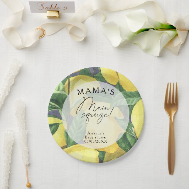Citrus Lemon - Mama's main squeeze baby shower Paper Plates (Wedding)