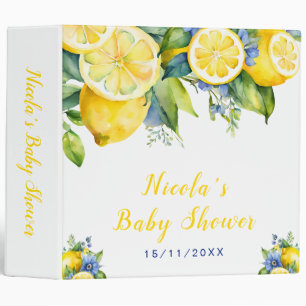 Citrus Lemon Mediterranean Baby Showe 3 Ring Binder