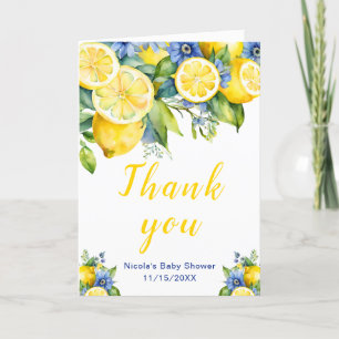 Citrus Lemon Mediterranean Baby Shower Letterpress Thank You Card