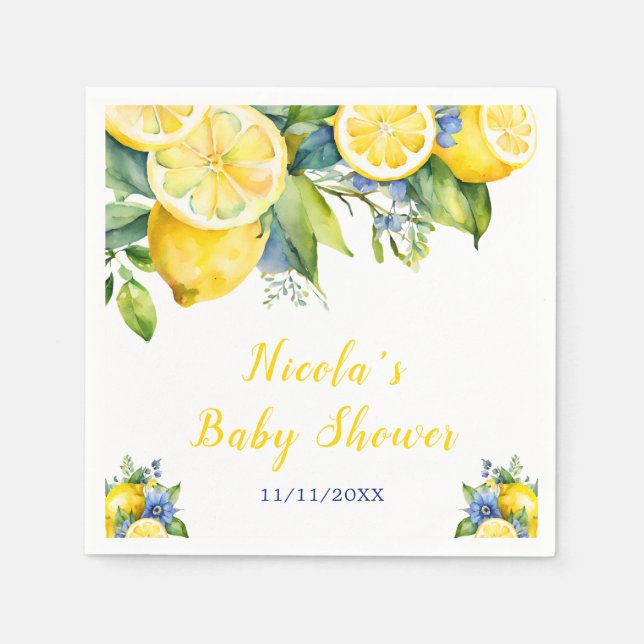 Citrus Lemon Mediterranean Baby Shower Napkins (Front)