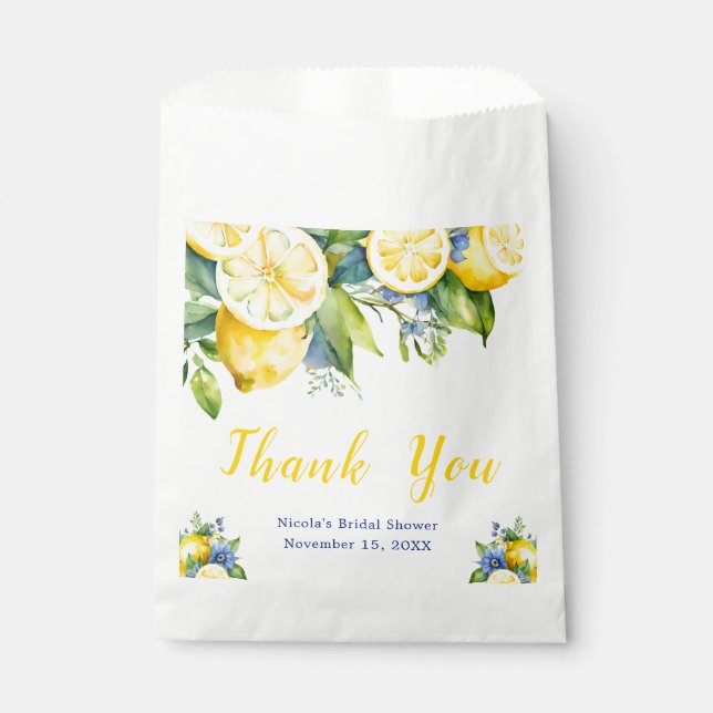 Citrus Lemon Mediterranean Bridal Shower Favor Bag (Front)