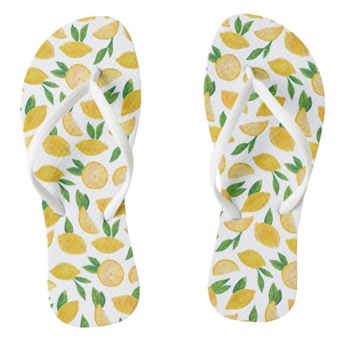 Citrus Lemon Mediterranean pattern Flip Flops