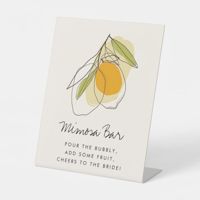Citrus Lemon Mimosa Bar Bridal Shower Pedestal Sign (Front)
