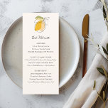 Citrus Lemon Modern Line Drawing Wedding Menu<br><div class="desc">Citrus Lemon Modern Line Drawing Wedding Menu Template for a bridal shower,  engagement party,  summer wedding,  garden party or rehearsal dinner.</div>