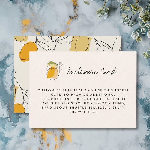 Citrus Lemon Modern Minimalist Bridal Shower Enclosure Card