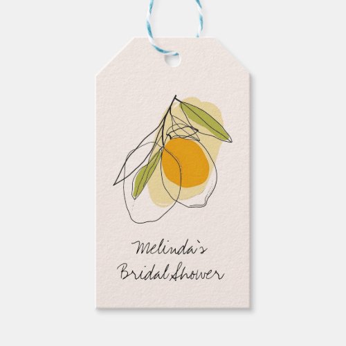 Citrus Lemon Modern Minimalist Bridal Shower Gift Tags
