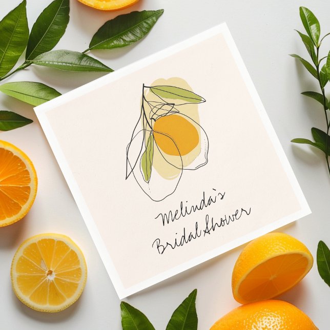 Citrus Lemon Modern Minimalist Bridal Shower Napkins (Creator Uploaded)