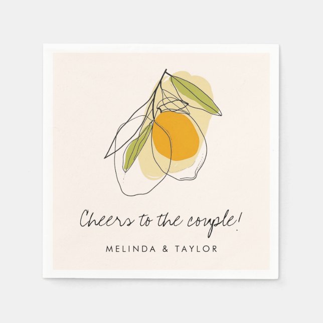 Citrus Lemon Modern Minimalist Wedding Shower Napkins (Front)