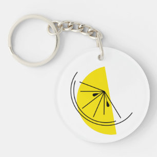 Citrus Lemon Monogram circle double-sided Keychain