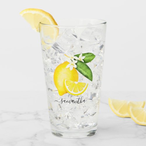 Citrus Lemon Monogram Glass
