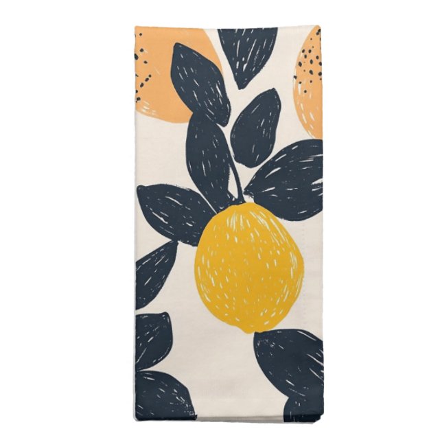 Citrus Lemon Oranges Abstract Modern Pattern Cloth Napkin (Folded)