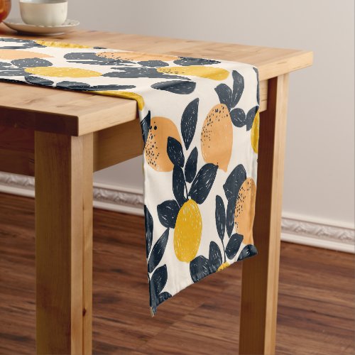 Citrus Lemon Oranges Abstract Modern Pattern Short Table Runner