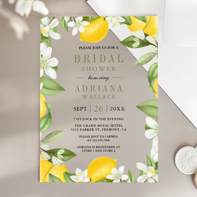 Citrus Lemon Orchard Bridal Shower Acrylic Invitations (Creator Uploaded)