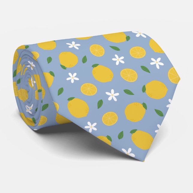 Citrus Lemon Pattern Neck Tie (Rolled)