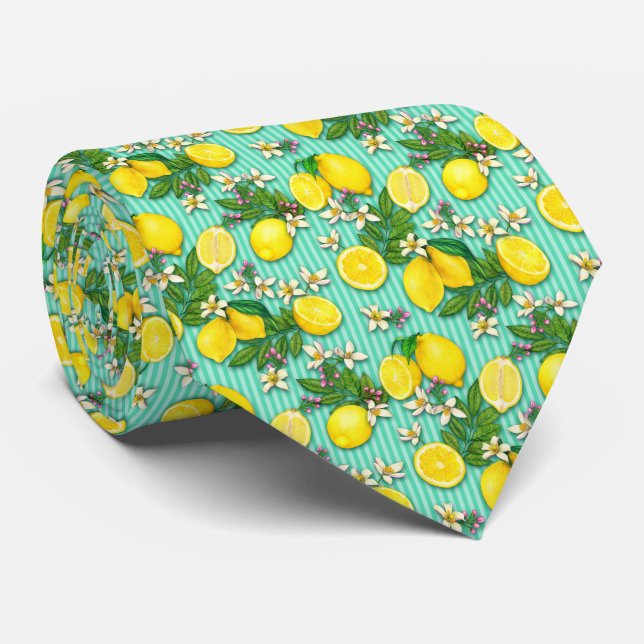  Citrus Lemon Pattern Neck Tie (Rolled)