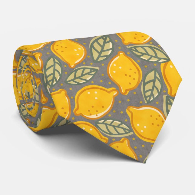 Citrus Lemon Pattern Neck Tie (Rolled)