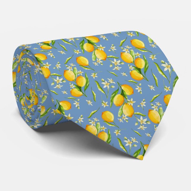 Citrus Lemon Pattern Neck Tie (Rolled)