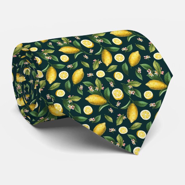  Citrus Lemon Pattern Neck Tie (Rolled)