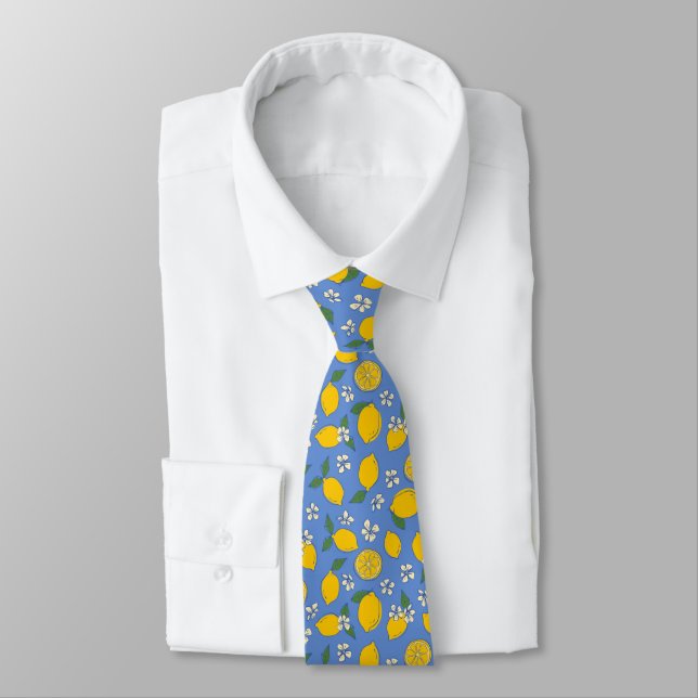Citrus Lemon Pattern Neck Tie (Tied)