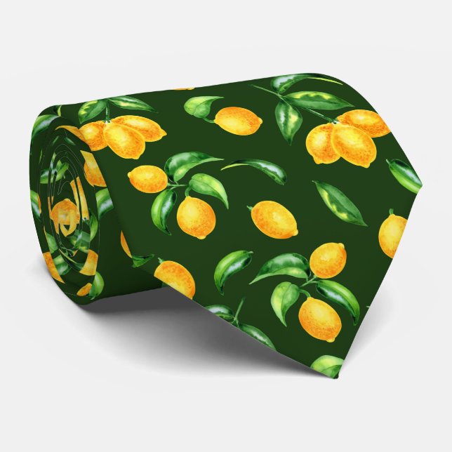 Citrus Lemon Pattern Neck Tie (Rolled)