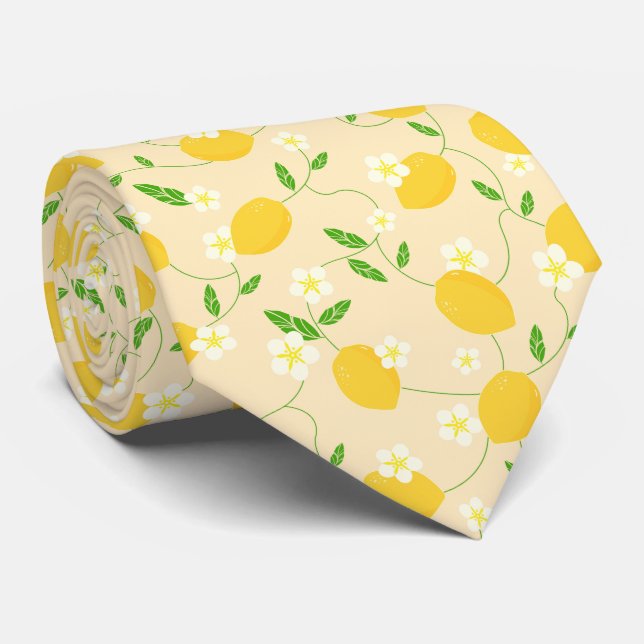 Citrus Lemon Pattern Neck Tie (Rolled)
