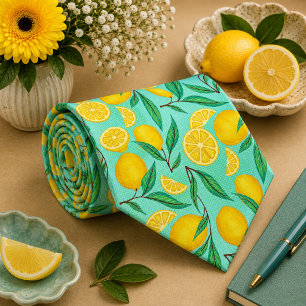 Citrus Lemon Pattern Neck Tie